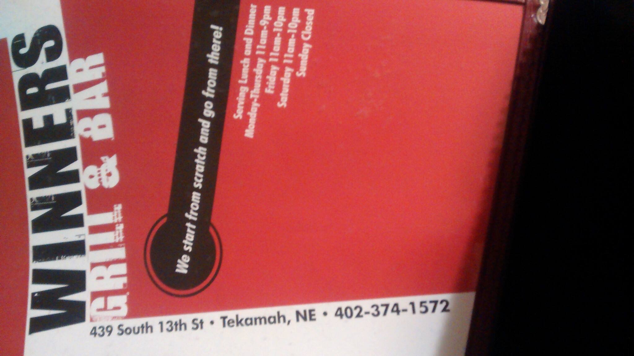 Winners Grill & Bar Menu, Menu for Winners Grill & Bar, Tekamah