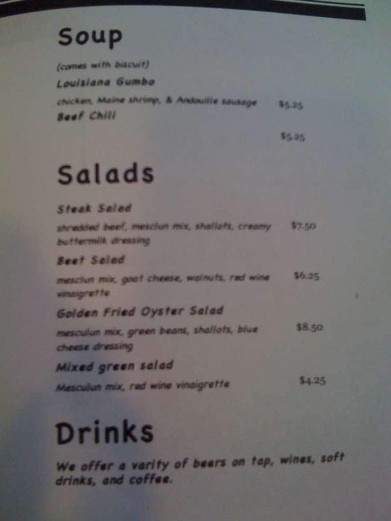 Menu at Po' Boys & Pickles restaurant, Portland