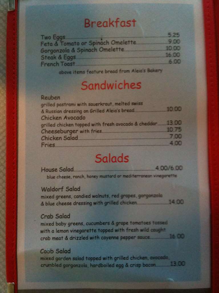 Menu at Georgie's Diner restaurant, West Haven