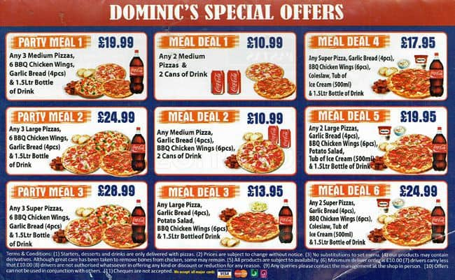 Menu at Dominics Pizza pizzeria, Croydon, 377 Mitcham Rd