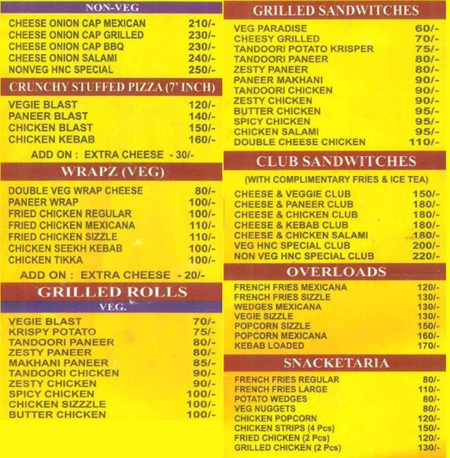 Hot 'n Cool menu