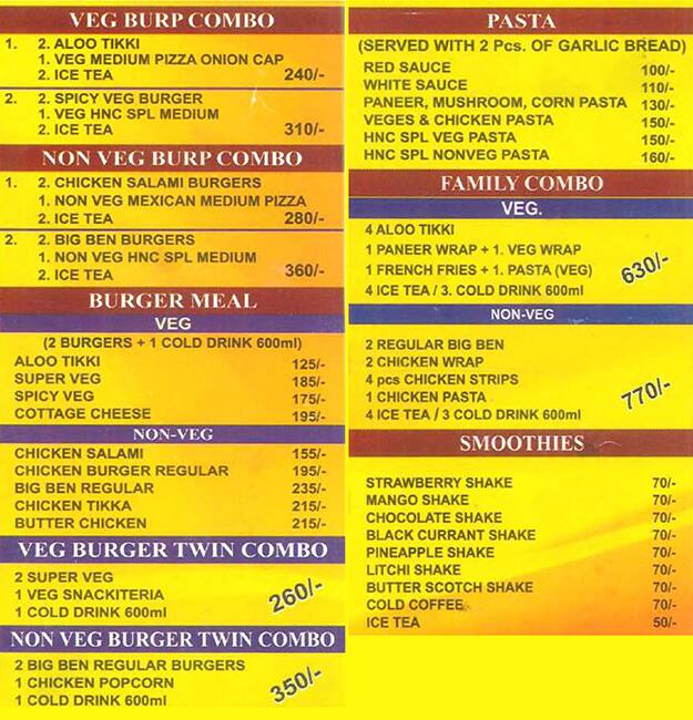 Hot 'n Cool menu