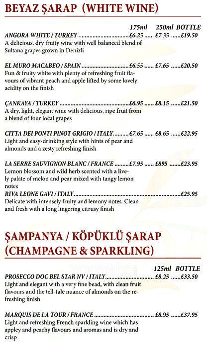 Kilikya's menu