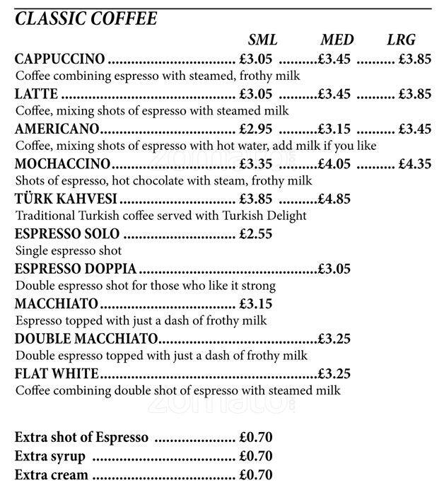 Kilikya's menu