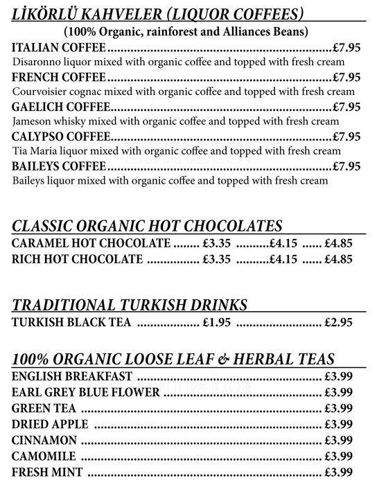 Kilikya's menu