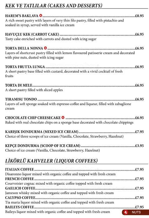 Kilikya's menu