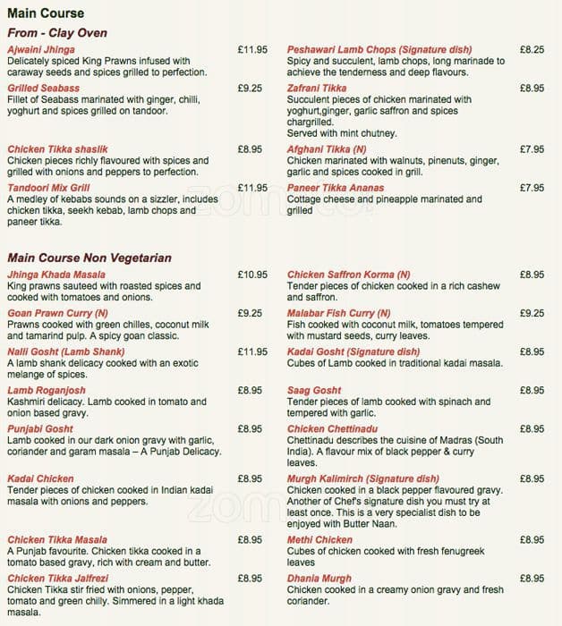 Menu at Cinnamon Lounge restaurant, Isleworth, 181 Twickenham Rd