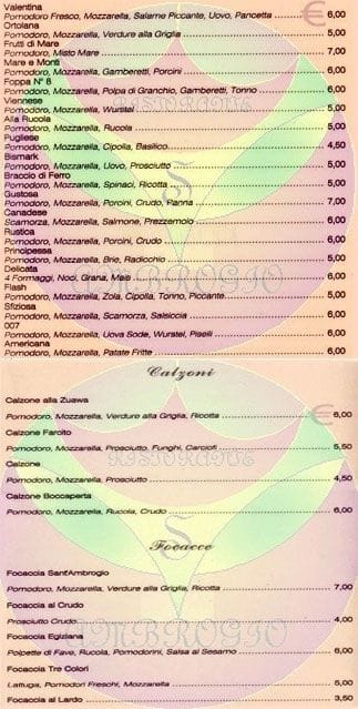 Menu di Ristorante Pizzeria Sant'ambrogio 
