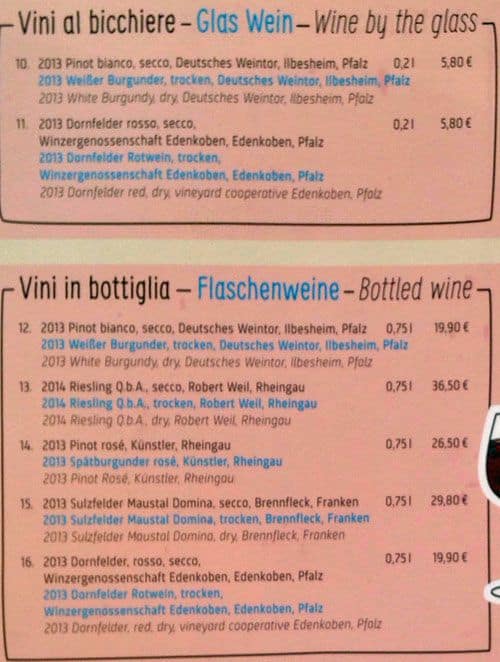 Menu di Hofbräu München 