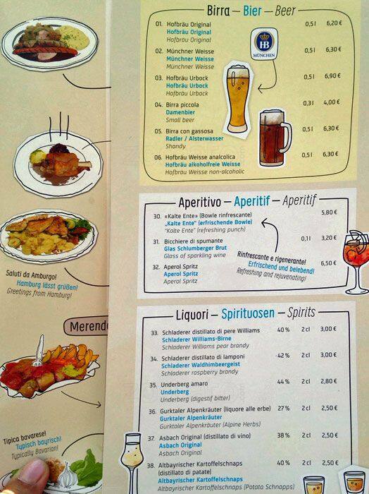 Menu di Hofbräu München 