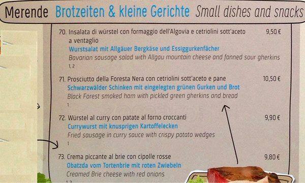Menu di Hofbräu München 