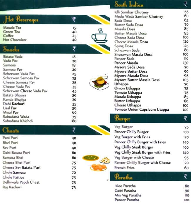 Shreeji Pure Veg Restaurant menu