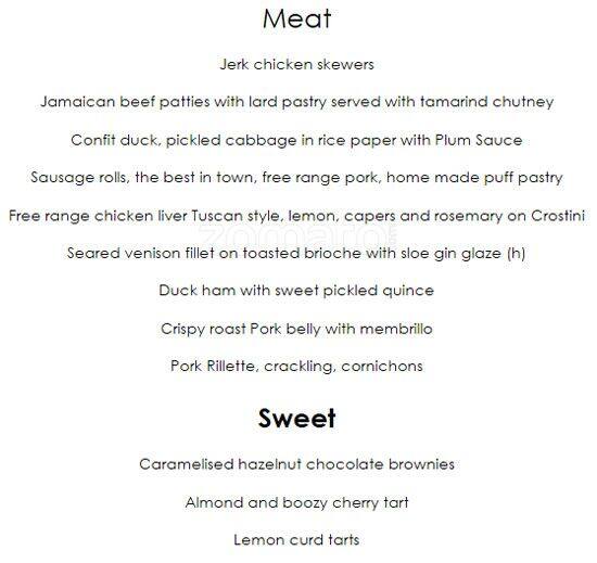 Carta de Hand Made Food
