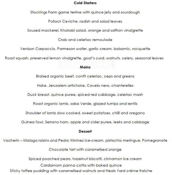 Carta de Hand Made Food