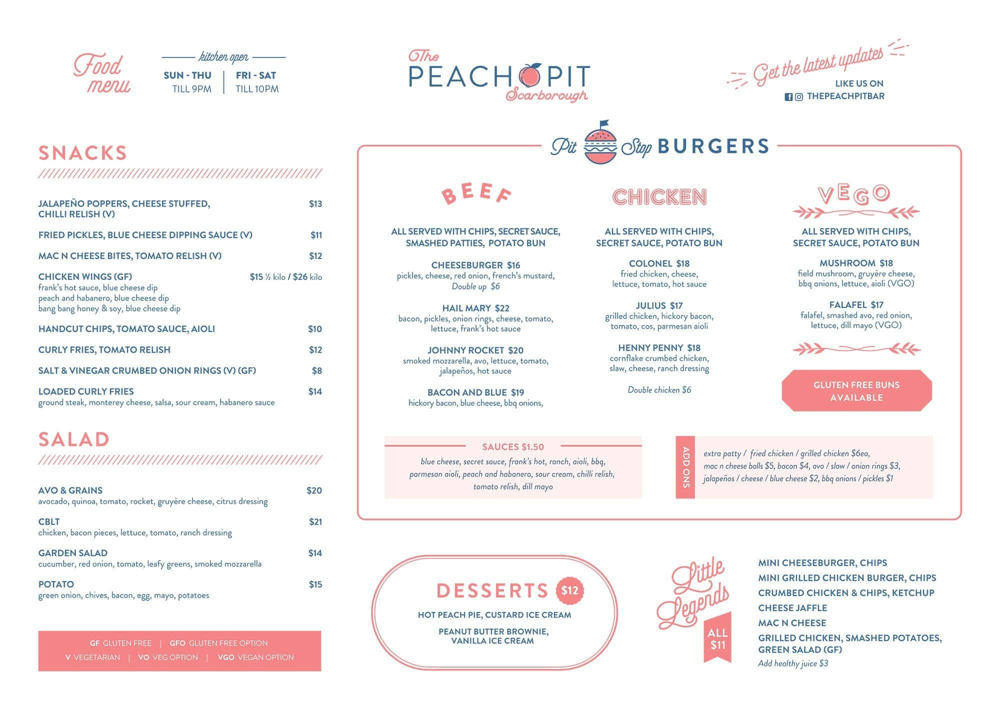 The Peach Pit Menu Menu For The Peach Pit Scarborough Perth