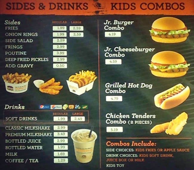 Menu at Harvey's restaurant, Ottawa, Carling Ave Unit 1