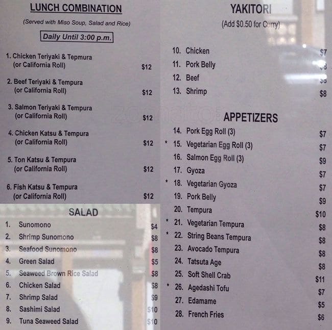 Floating Sushi Boat Menu, Menu de Floating Sushi Boat, Chinatown, San