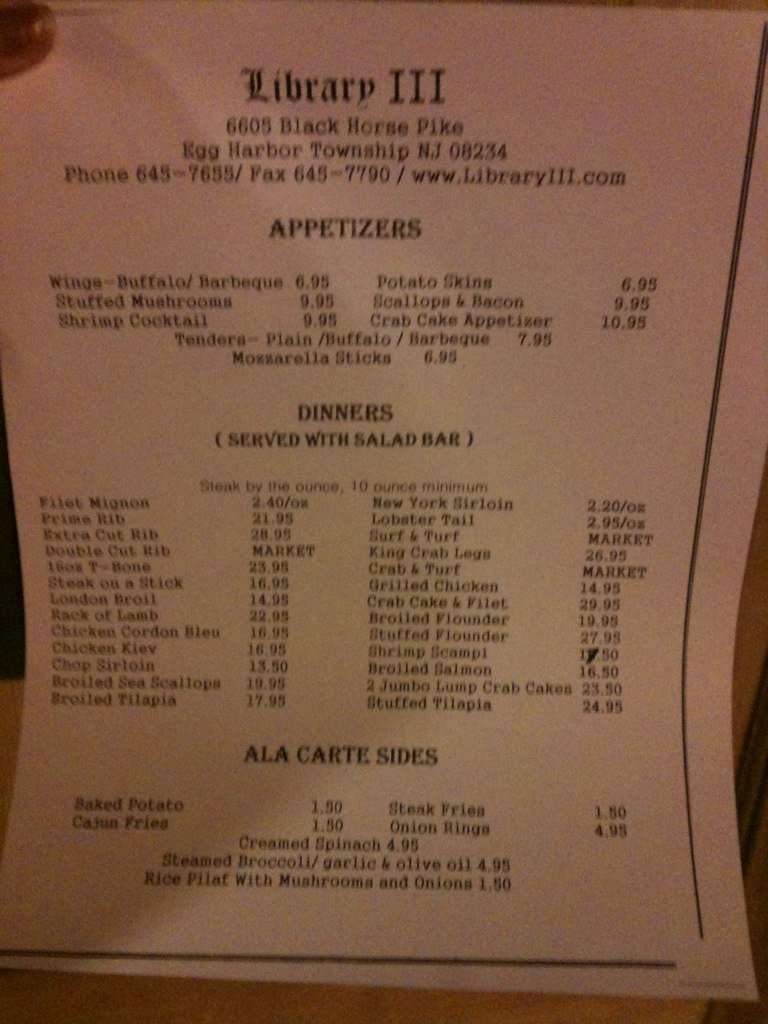 Library III Restaurant Menu, Menu for Library III Restaurant, Egg