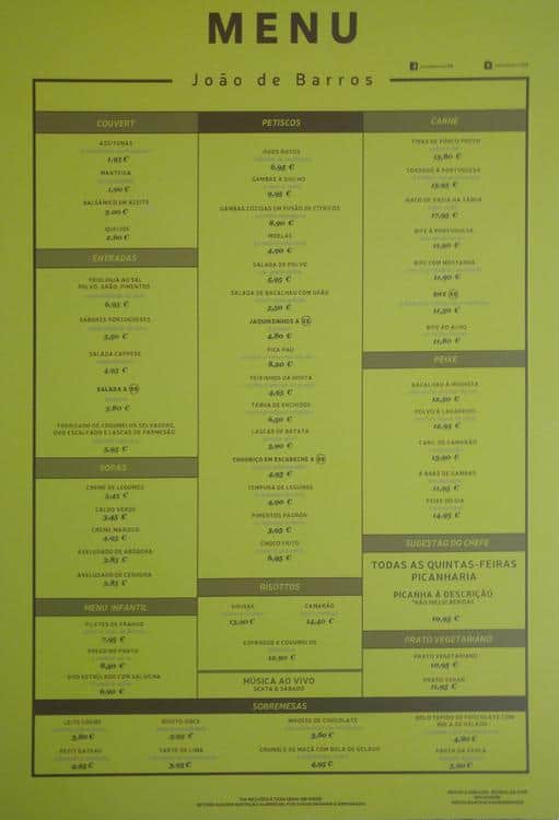 Menu em Restaurante &amp; Lounge João de Barros 88, Algueirão-Mem Martins