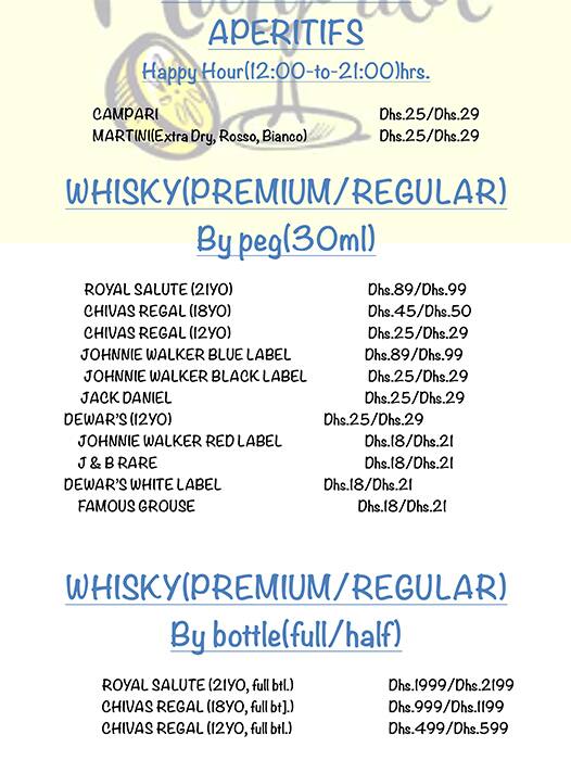 Menu at Margarita Restro Bar, Dubai