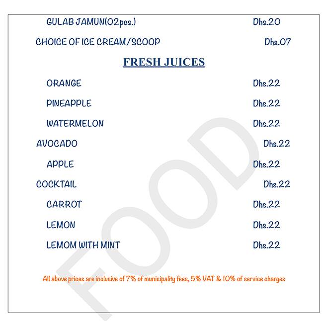 Menu at Margarita Restro Bar, Dubai