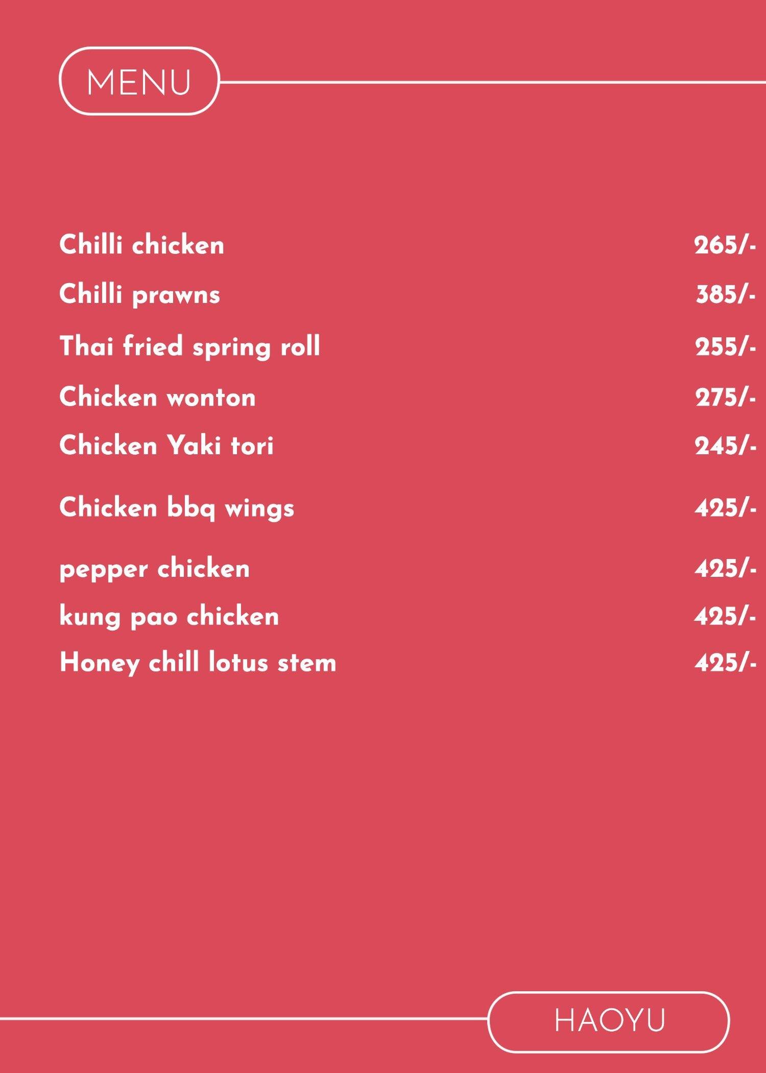 Haoyu menu