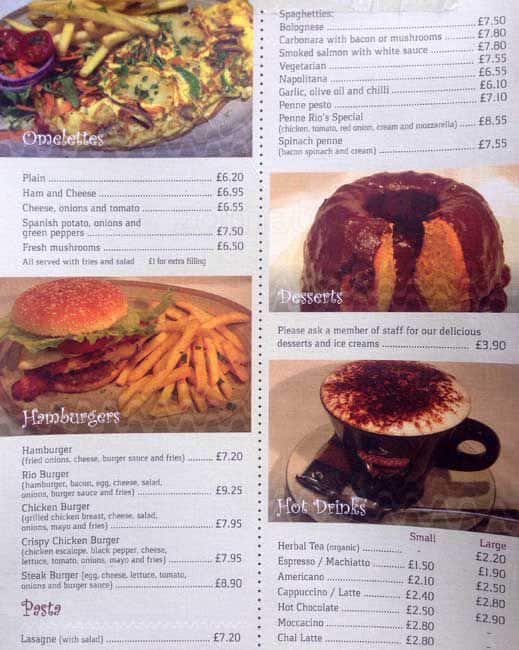 Menu At Cafe Rio London 66 Grafton Way