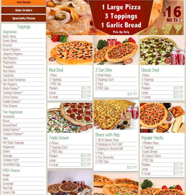 pizza tower menu