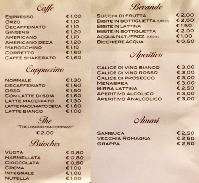 Menu di Luongo 