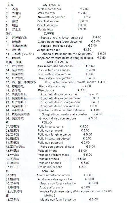 Menu di Ristorante Famiglia 