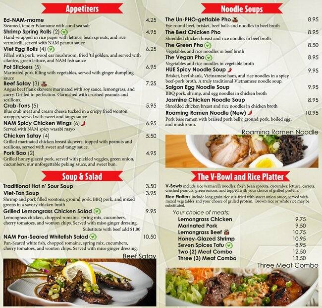 NAM Noodles and More Menu, Menu for NAM Noodles and More, Pearland