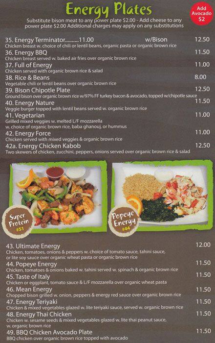 Menu at Energy Fuel pizzeria, New York City, Fresh Pond Rd