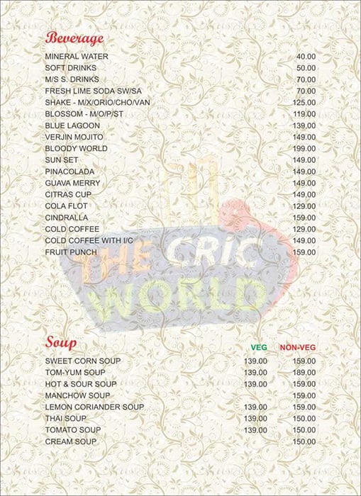 The Cric World menu