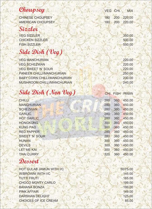 The Cric World menu