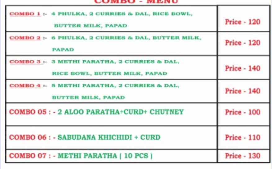 Gujarati mess menu