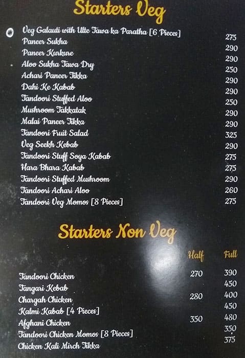 Chef Style menu