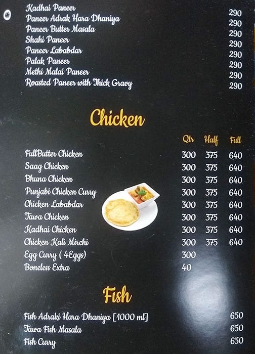 Chef Style menu