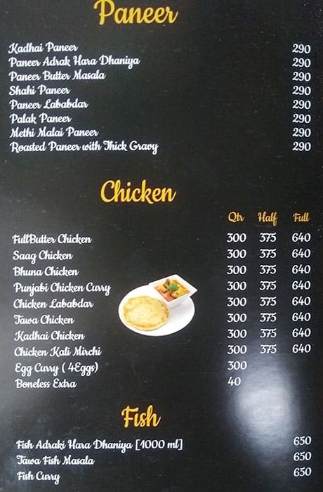 Chef Style menu
