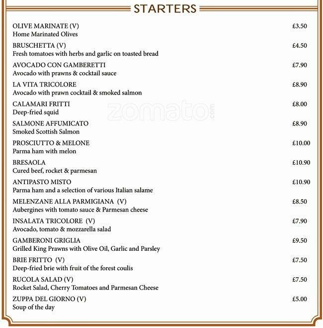 La Vita Menu, Menu for La Vita, Southgate, London Zomato UK