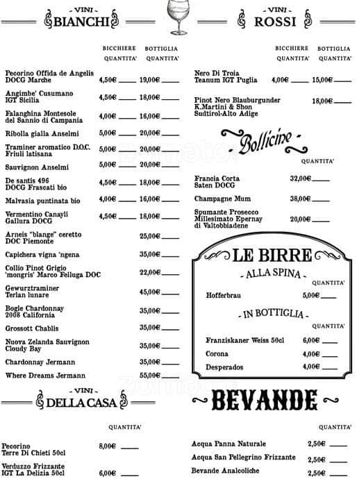 Carta de Pietralata Caffè