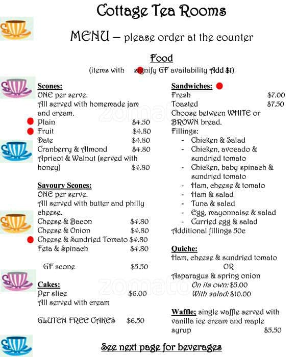 Cottage Tea Rooms Menu Menu For Cottage Tea Rooms Henley