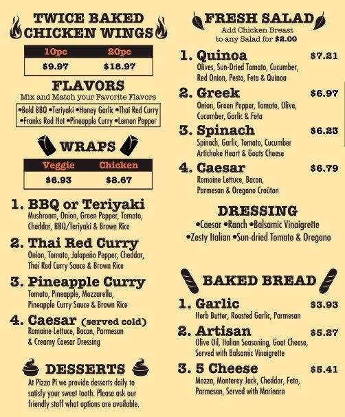 Pizza Pi Menu, Menu for Pizza Pi, Downtown Kamloops, Downtown Kamloops