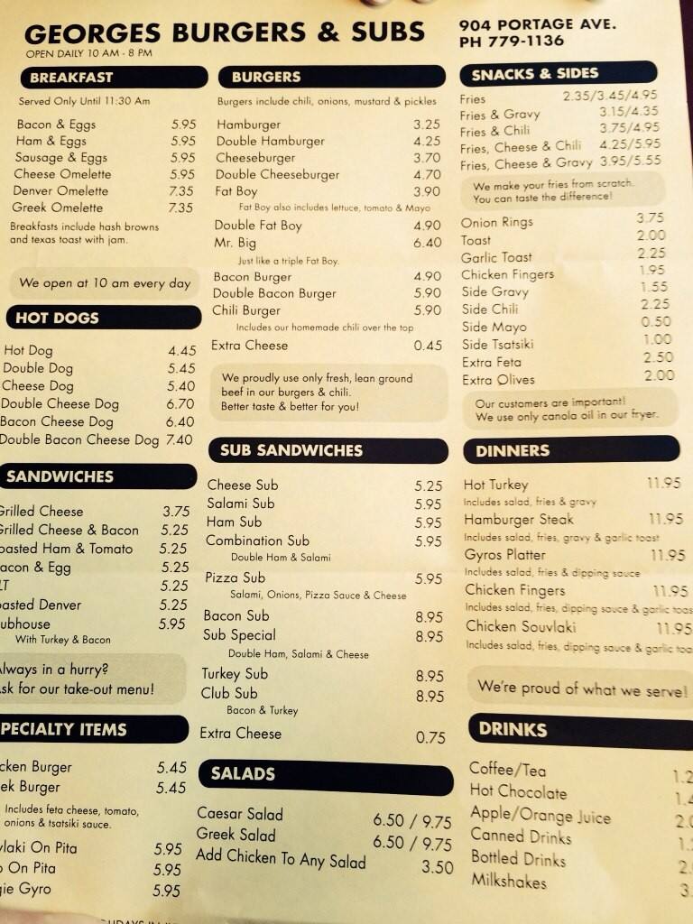 Burgers & Subs Menu Urbanspoon/Zomato