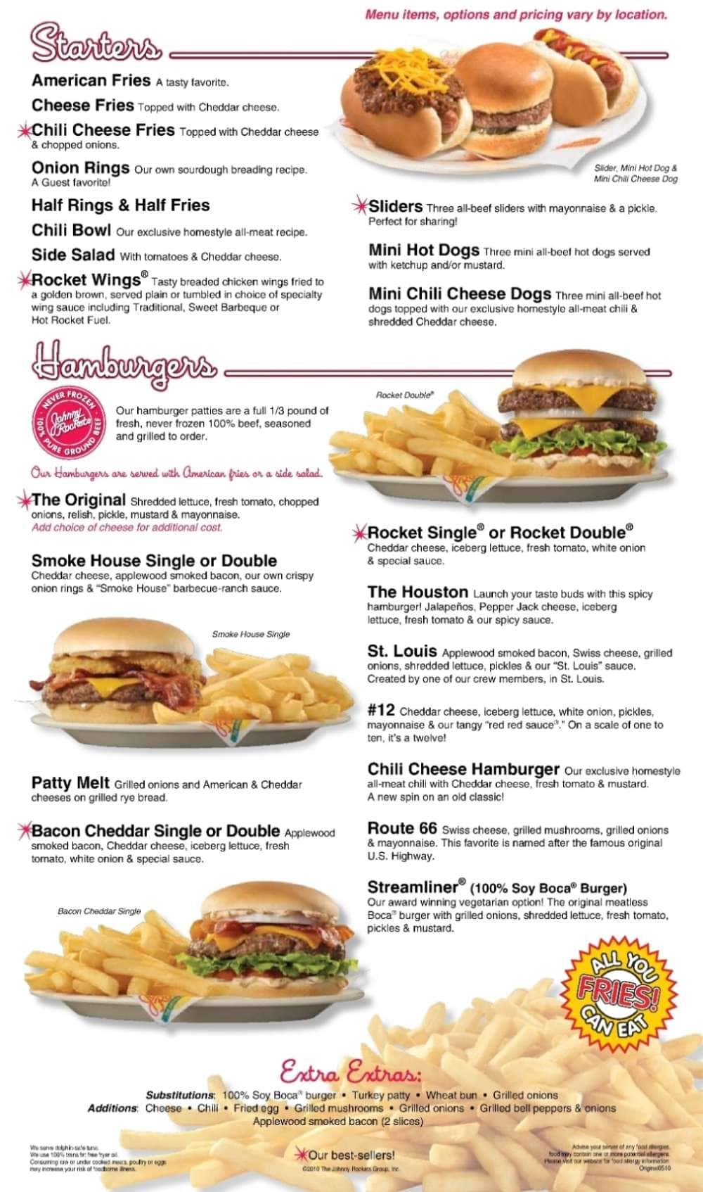 Johnny Rockets Menu, Menu for Johnny Rockets, South Beach, Miami ...