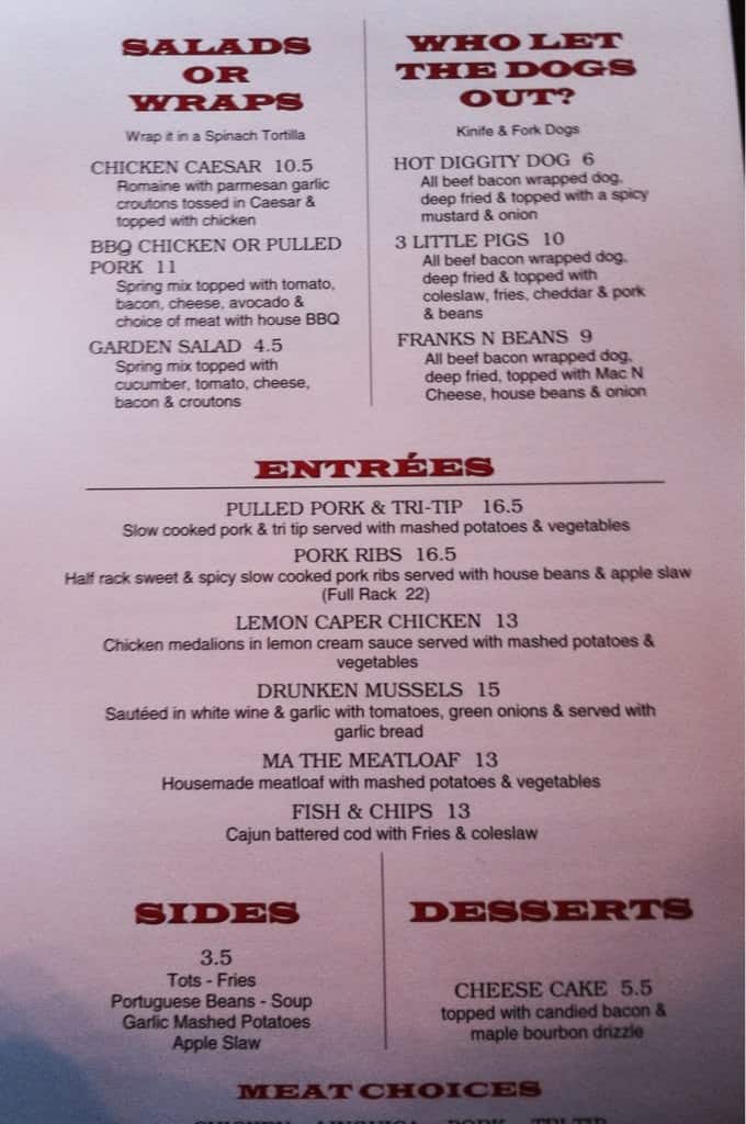 Menu at Twisted Pig Bar & Grill, Modesto