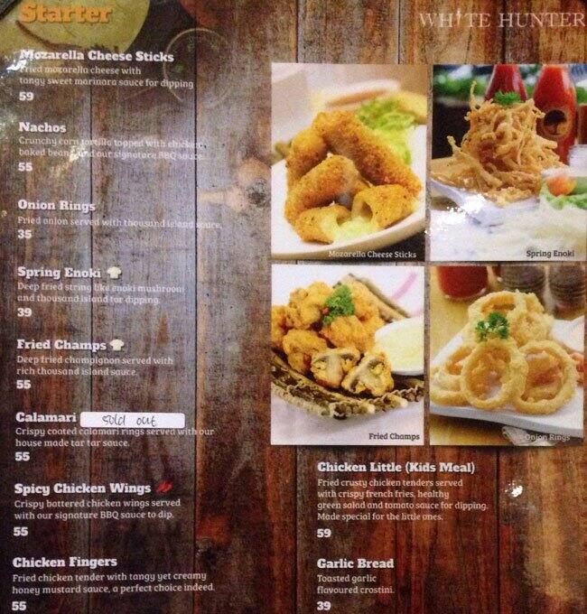 White Hunter Gandaria Menu