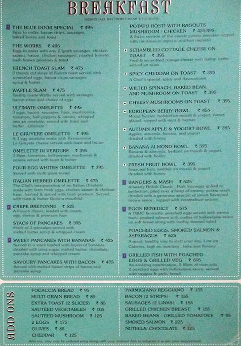 The Blue Door Cafe Menu Menu For The Blue Door Cafe Khan Market