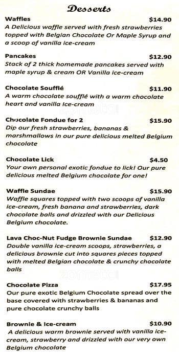 Carta de Java Lava Cafe