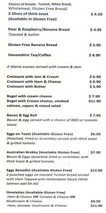 Carta de Java Lava Cafe