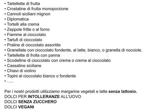 Menu di Pasticceria Navotti Senza Glutine Milano 